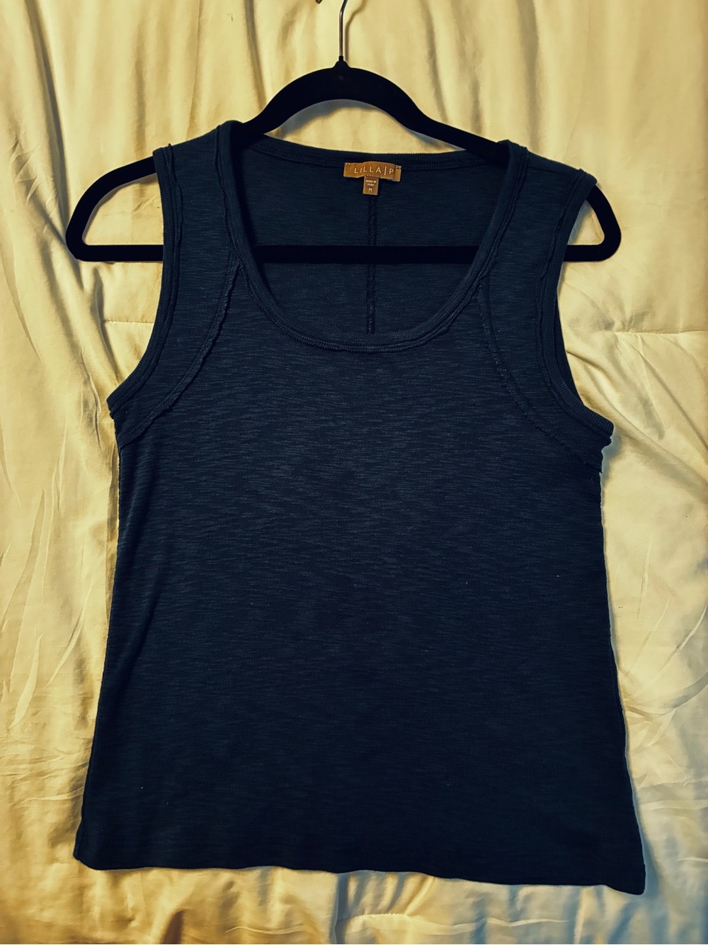 Lilla P Navy Blue Flattering Tank Top - size Medium